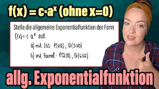 Determine exponential function f(x)=c·a^x from two points – LGS method and formula