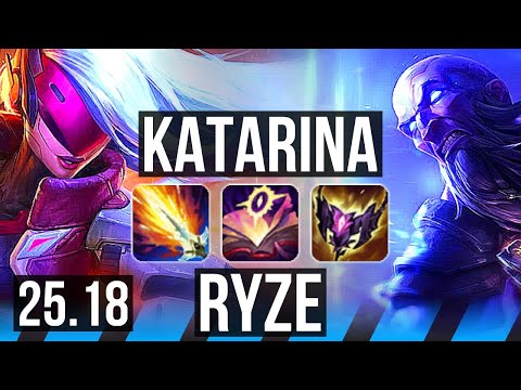 KATARINA vs RYZE (MID) | 16/1/3, Legendary | KR Master | 25.18