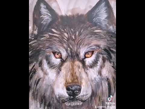 Acrylic painting wolf