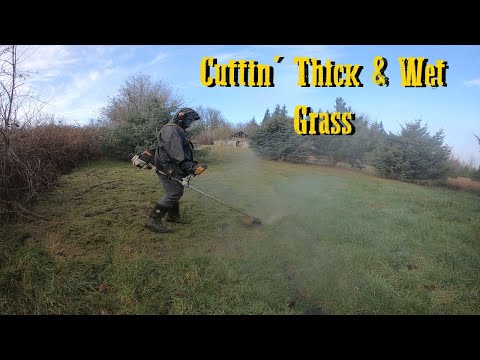 Cutting Extremely Wet Grass On Even Wetter Ground  |Stihl FS-131 String Trimmer