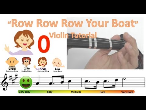 Row Row Row Your Boat sheet music & violin finger pattern tutorial | Easy Violin Song | HTP TV
