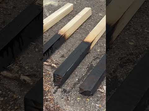 Preserving Wood with Fire, Diesel, and Used Oil #shorts #diy #construction #outdoors #woodworking
