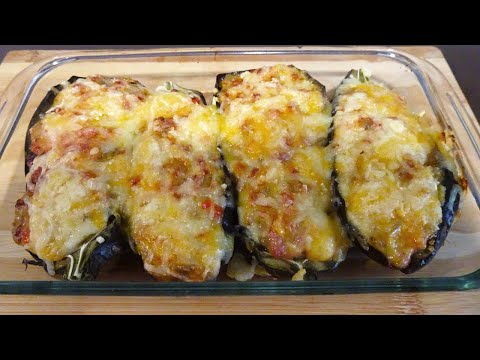 BERENJENAS RELLENAS DE VERDURAS Y JAMÓN AL HORNO