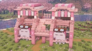 [Minecraft] How to Build a Cherry Blossom Happy Ghast Docking Station / Tutorial