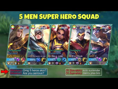 TROLL 5 MEN HERO SKIN TEAM!! | ENEMIES’ REACTIONS ARE HILARIOUS 🤣 | MLBB