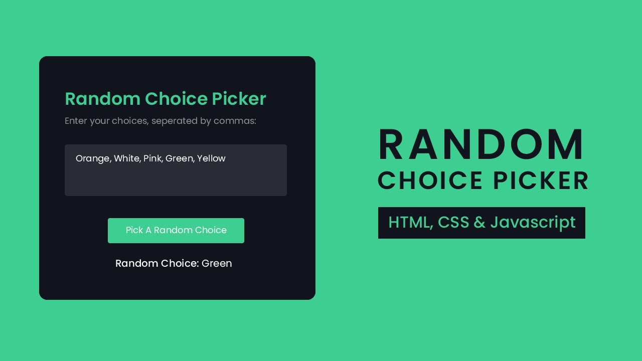 Random Choice Picker | HTML, CSS, Javascript