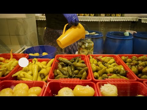 Amazing  Hungarian Pickles on the market in Budapest!!! Central Market Hall in Budapest