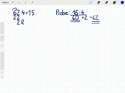 Schriftliche Division einstellig, mit Rest und Probe