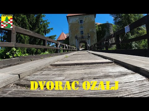 Dvorac Ozalj u Ozlju, prekrasni dvorci iz davnina po Hrvatskoj. Kadrovi dvorca i okolice. 4K video