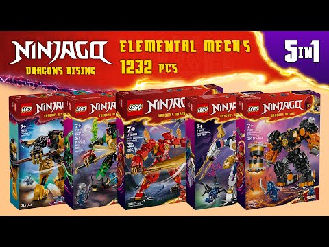 All LEGO Ninjago Elemental Mech COMBO 2024 (5in1)[1232 pcs] Step-by-Step Building Instructions | TBB