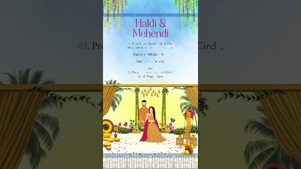 Floral Watercolour Indian Wedding Invite