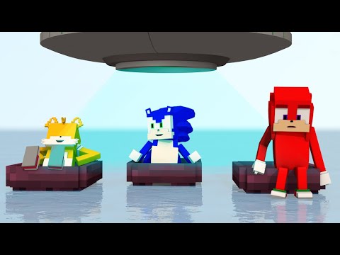 Sonic, Tails and Knuckles swim in Boats. Eggman took them in a UFO into Space | Minecraft Animation