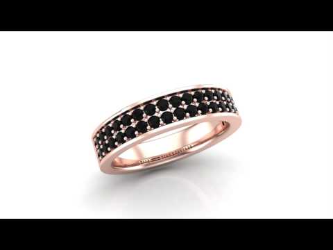 Men's 14K Gold Wedding Band 5mm Two-Row Black Diamond Semi-Eternity 0.76 ctw