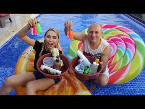 Havuzdan Çıkan Malzemelerle Slime Challenge! Rukiye Çetinkaya