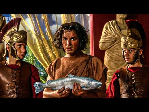 O imperador paranóico Tibério suspeita de um camponês de Capresi trazendo presentes.