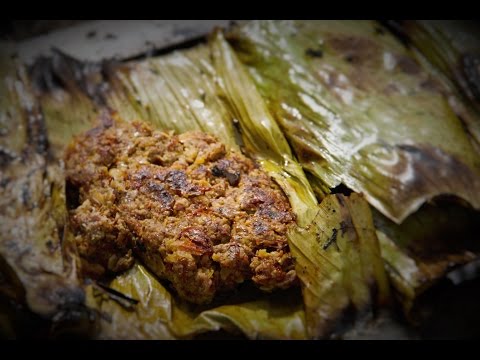 Minced Iranian style Lamb Kebabs wrapped in a banana leaf