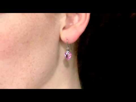 Created Pink Sapphire Earrings 4.75 Carat in Sterling Silver
