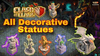 All Decorative Statues of COC | Rare coc statues | Decorated Dragon Statue in Clash of clans #coc