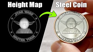 Deep Engrave STEEL Coins From A Heightmap (Fiber Laser Setup & Settings)