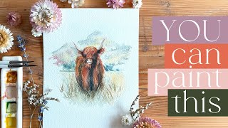 How to Paint a Highland Cow in Watercolour  Watercolor Animal Tutorial for Beginners & Beyond
