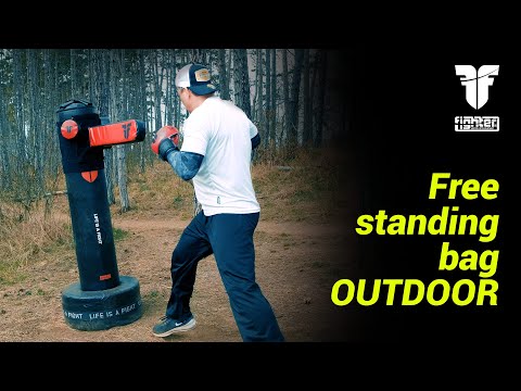 Outdoor training with Fighter Free standing bag