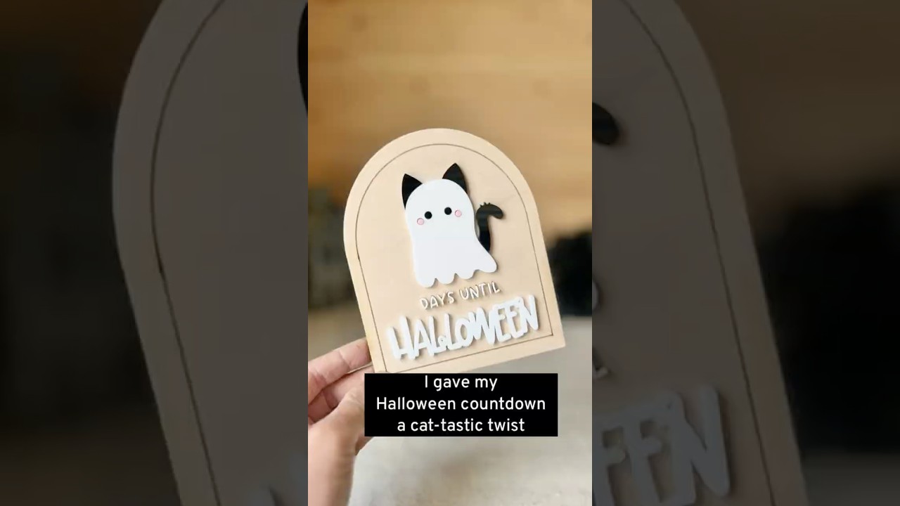 My best seller kitty ghost got a makeover turned into - Halloween count down sign #cat #ghost #svg
