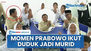 Momen Presiden Prabowo Duduk di Kursi bak Murid Ikut Pelajaran di SMPN Bekasi, Ikut Beri Tepuk Salut