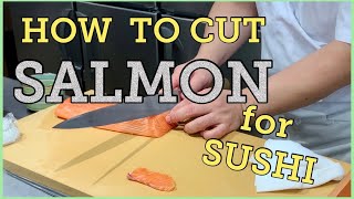 How to cut salmon for sushi@tokyosushiacademyenglishcourse