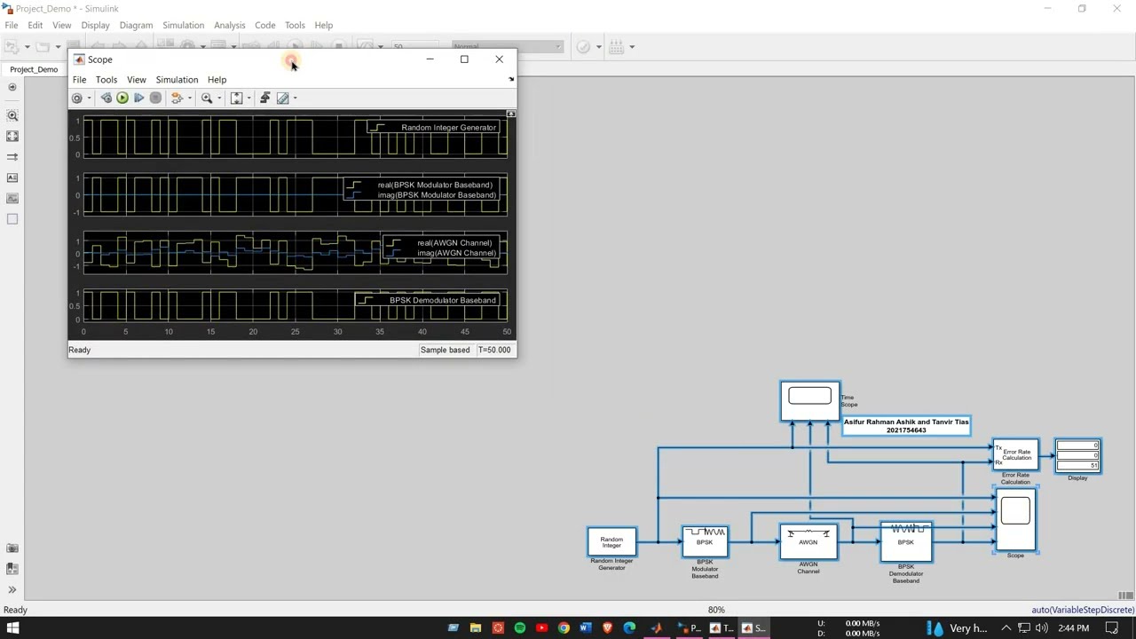 Simulink Project of BPSK Modulation and Demodulation.