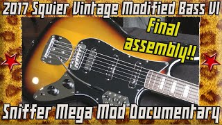 Video thumbnail for 2017 Fender Squier Bass VI - Seymour Duncan Pickups and Series Wiring Mod - Clip 6 Final Assembly!!! by Sniffer Customs