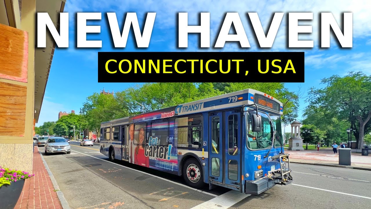 Immersive street-level walking tour through New Haven Downtown, United States, showcasing authentic urban landscapes, local architecture, and the vibrant atmosphere of the city's neighborhoods