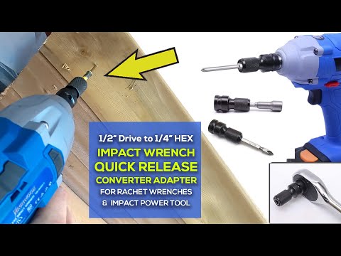 Ratchet / IMPACT Wrench Quick Release 1/2" Socket to 1/4" HEX Female Adapter Converter