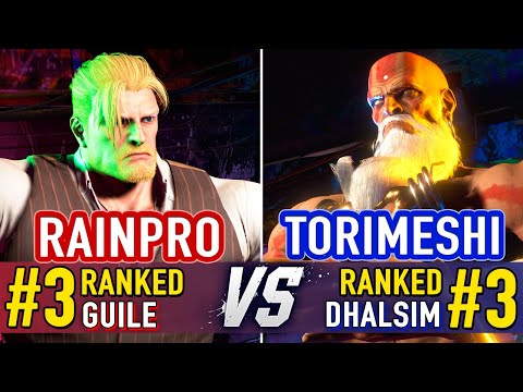 SF6 🤜 Rainpro (#3 Ranked Guile) vs Torimeshi (#3 Ranked Dhalsim) 🤛 SF6 High Level Gameplay