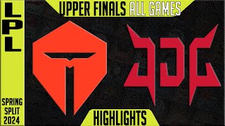 TES vs JDG Highlights ALL GAMES | Playoffs Upper Final LPL Spring 2024 | TOP Esports vs JD Gaming