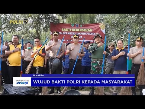 POLRES METRO JAKARTA UTARA GELAR BAKTI KEBERSIHAN DI DANAU SUNTER SELATAN, JAKARTA UTARA