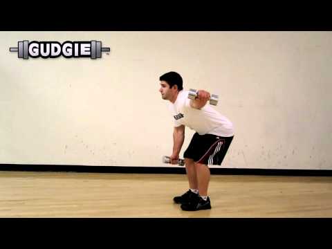 Dumbbell standing bent over reverse fly alternating