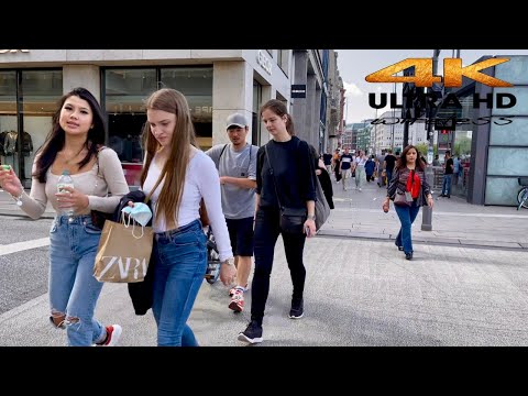 [4K HDR]  Summer walking tour . Central Hamburg city. Germany 🇩🇪 2021
