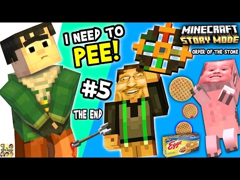 Lets Play Minecraft Story Mode #5: Axel Pees on Who? THE END of Episode One: The Order of the Stone