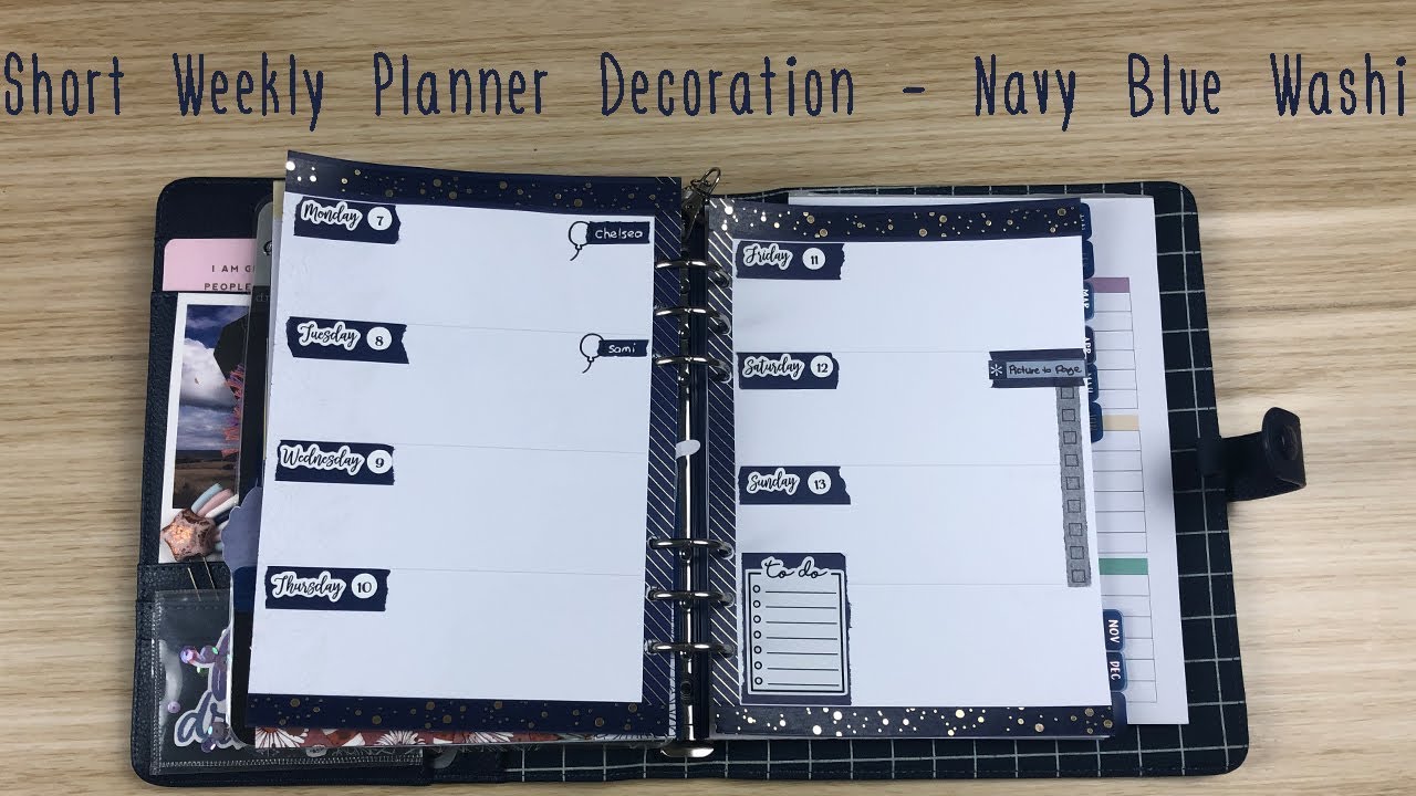 Short Weekly Planner Decoration - Navy Blue Washi