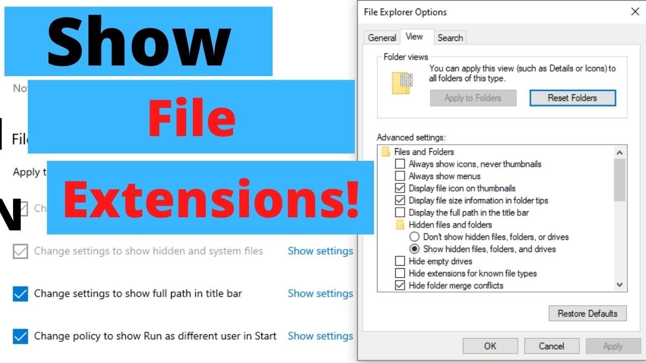 How to Show File Extensions in Windows 10