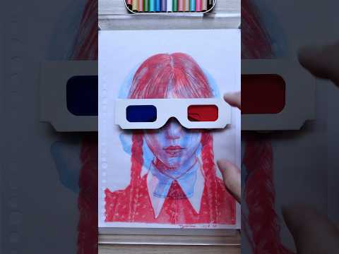 Wednesday & Thing 🖤🖐️ #art #drawing #3dglasses