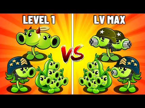 PvZ2 Discovery - Every Peashooters Level 1 Vs Max Level.