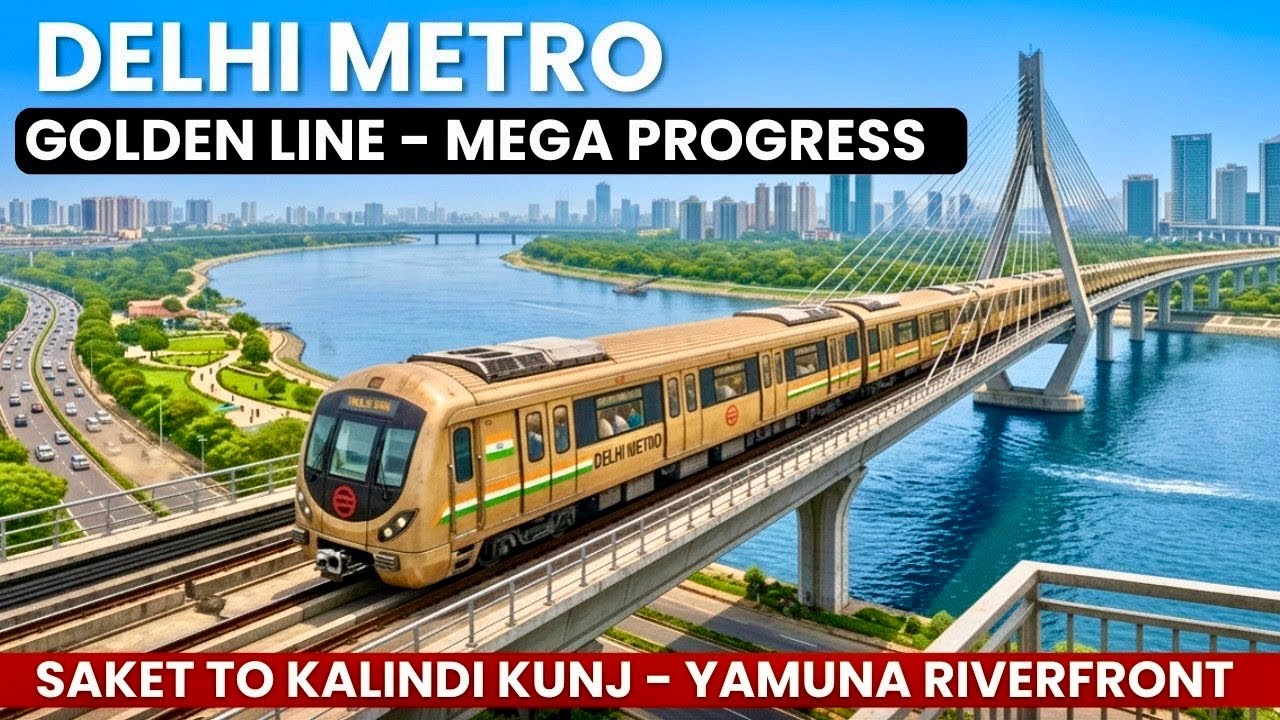 Delhi Metro Golden Line 😍 Saket to Kalindi Kunj 🚇 Links Yamuna Riverfront & Noida 😳 Fast Progress!