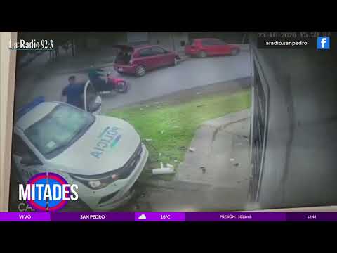 Patrullero colisionó con un vehículo en Simonino y Belgramno