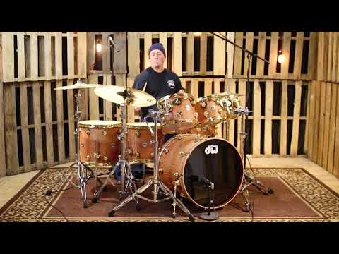 DW Collector's Natural Hard Satin Moabi Over Maple/Mahogany Drum Set - 22, 8, 10, 12, 14, 16, 6x14