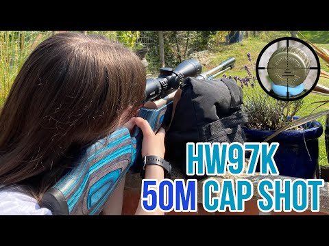 Custom Weihrauch HW97k airgun outdoor 50m cap shot.