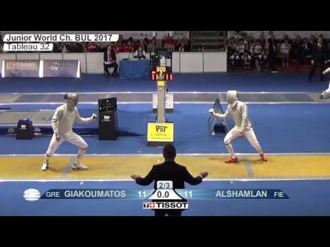 FE M S Individual Juniors Plovdiv BUL World Championships 2017 T32 16 yellow GIAKOUMATOS GRE vs ALSH