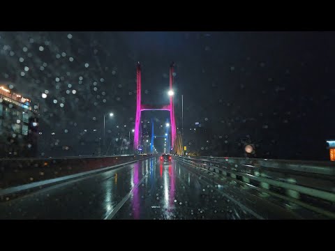 [4K Rain Driving] Rainy night driving in a romantic city. #RainSound #Relaxation