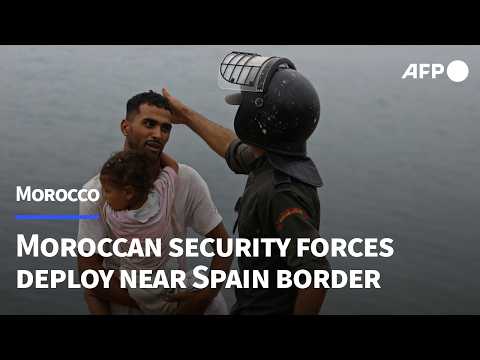 Video Thumbnail: Moroccan security forces deploy near Fnideq as thousands attempt to cross into Spain | AFP