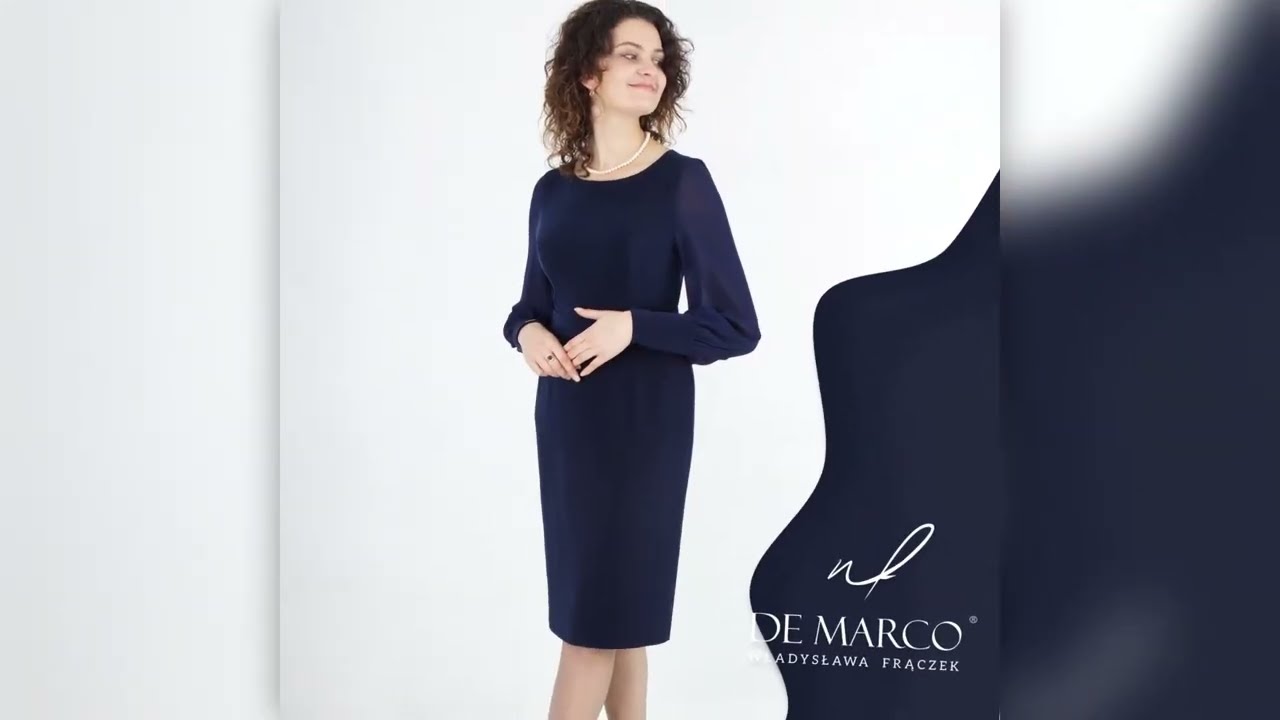 Watch Markowe eleganckie sukienki wizytowe De Marco ołówkowa sukienka z długim rękawem now Markowe eleganckie sukienki wizytowe De Marco ołówkowa sukienka z długim rękawem